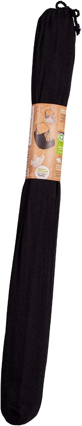 LA SIESTA® - XL King Habana Cotton Hammock Chair & CasaMount - Hanging Chair w/Suspension Kit for Walls Ceilings & Square Beams - Indoor Outdoor Swing Hanging Chair Bedroom Patio Balcony - Onyx