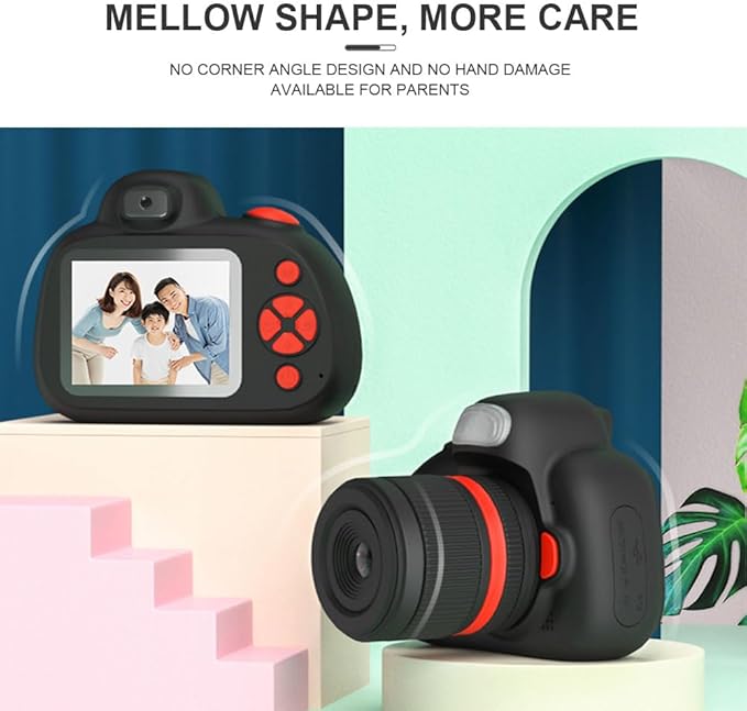 Kids Camera,Kids Digital Camera with Rotating Zoom Lens,1080P HD Digital for Kids with Flash,32GB SD,Christmas Birthday Gifts for Girls Boys 3-12 (Black, D6S)