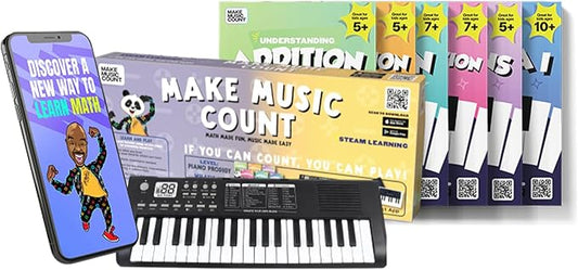 Piano Prodigy Kit - Learn Math Through Music - Addition, Subtraction, Multiplication, Division, Fractions, & Algebra Workbooks, Keyboard, Free App Access - Self-Paced & Interactive
