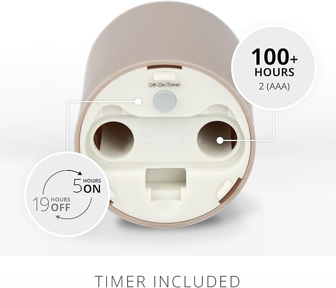 Luminara Outdoor Votive Flameless LED Candle, Timeless Taupe 2" x 3.2", Moving Flame Battery Operated Timer Remote Ready IPX4 Matte Plastic Finish