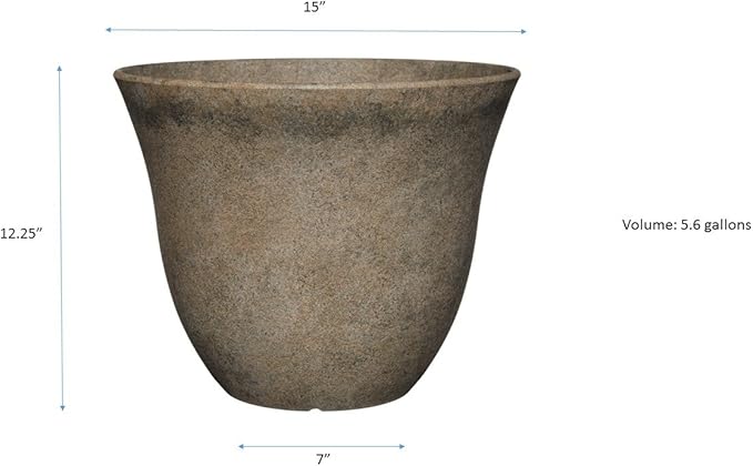 Classic Home and Garden Honeysuckle Resin Flower Pot Planter, Fossil Stone, 15" (Pack of 2)