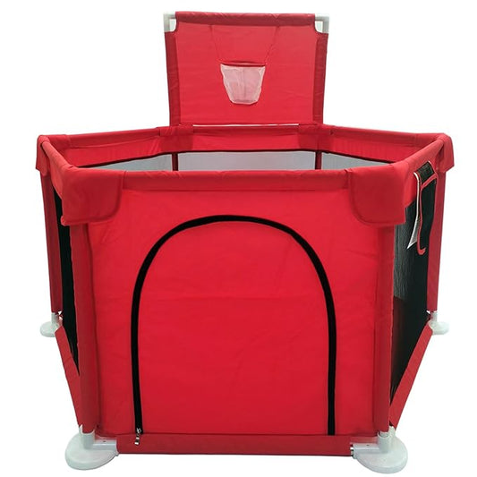 Portable Baby Ball Pit Playpen Playard Fence Playtent with Basketball Hoop Breathable Mesh for Indoors Outdoors Toddler Kids Large