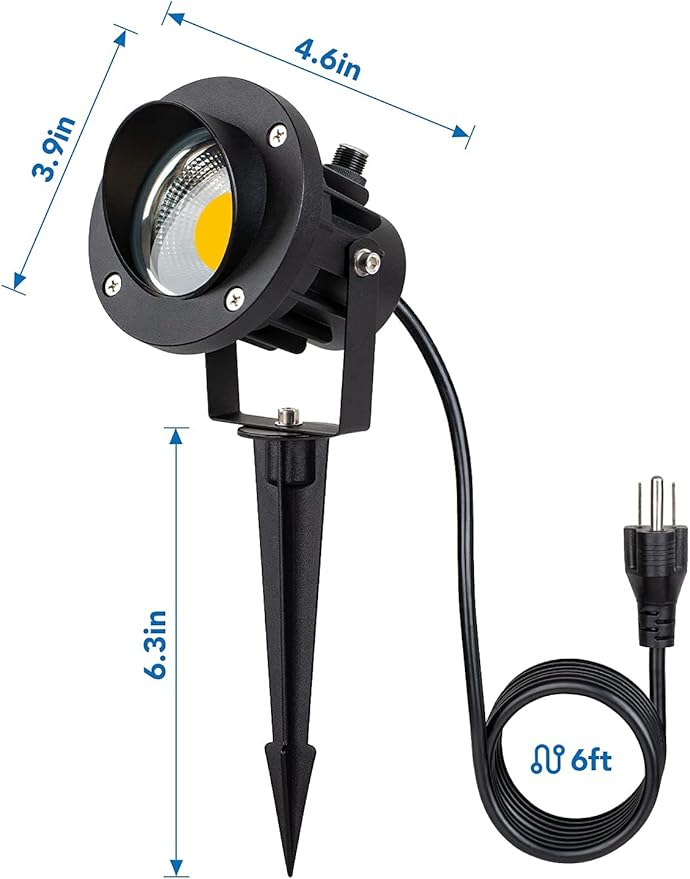 SUNVIE Outdoor LED Spotlight with Dusk to Dawn Photocell Light Sensor 20W Landscape Lights 120V AC 3000K Warm White Waterproof Landscape Spotlights for Yard Tree Flag Garden Decor 6 FT Cord(2 Pack)