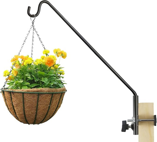 ERYTLLY Extended Rail Hook Fence Deck Heavy Duty Bird Feeder Hook 360 Degree Rotary and Length Adjustable Plant Bracket for Bird Feeders, Planters, Suet Baskets, Lanterns, Wind Chimes and More