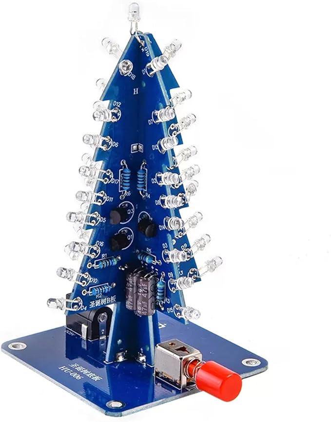 Gikfun DIY 7-Color LED 3D Christmas Tree Soldering Practice Kit - School Electronics Project, Holiday Decoration EK2178