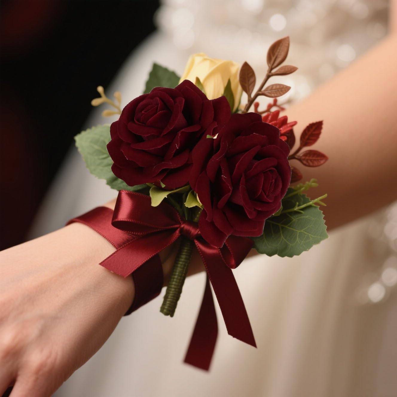 25PCS Faux Rose Flower Head Burgundy Velvet Rose Flowers Fake Flower Heads for DIY Wedding Home Party Baby Shower Decor(Burgundy)