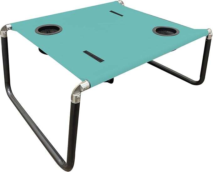 Neso Portable Beach Table with Cup Holders, Cell Phone Pockets, Lightweight for Picnics and Parks (Seafoam)