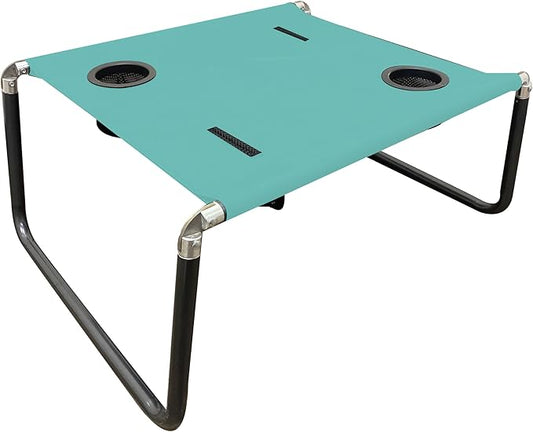 Neso Portable Beach Table with Cup Holders, Cell Phone Pockets, Lightweight for Picnics and Parks (Seafoam)