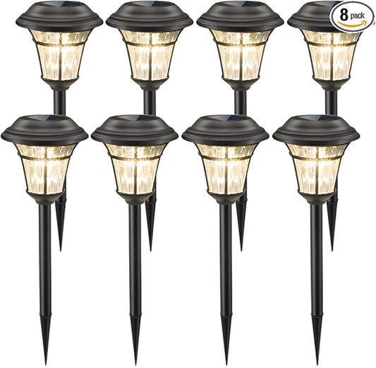 MAGGIFT 8 Pack Outdoor Solar Lights - Waterproof, Solar Pathway & Garden Lights for Yard & Patio, Solar Powered for Driveway