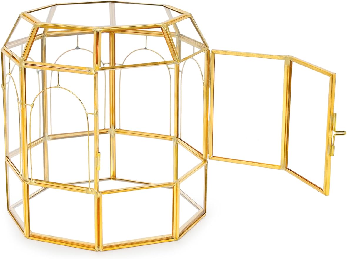 Large Glass Terrarium Handmade, Centerpiece Display Box Gift Planter Containers Indoor Terrariums House for Succulent Cacti Air Plants Miniature Fairy Garden