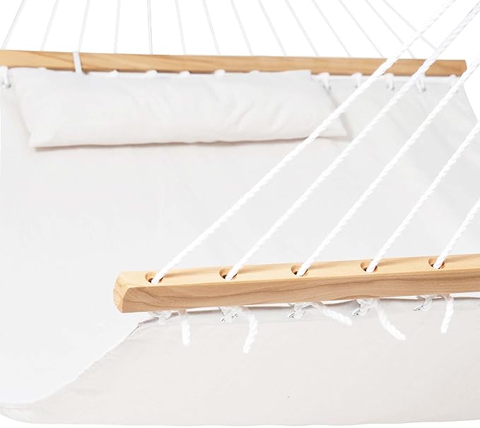 Lazy Daze 12 FT Sunbrella Fabric Hammock not Fading with Spreader Bars and Free Pillow Fits for Two Persons, All Weather and Fade Resistant for Patio Yard, 450 lbs Weight Capacity,Cast Pumice