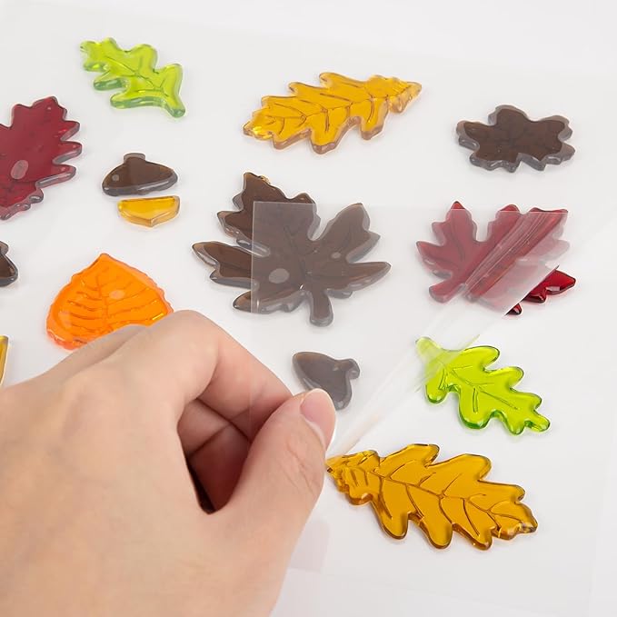 6 Sheet Fall Window Clings Gel, Happy Thanksgiving Autumn Harvest Pumpkins Truck, Fall Leaf, School Home Supplies
