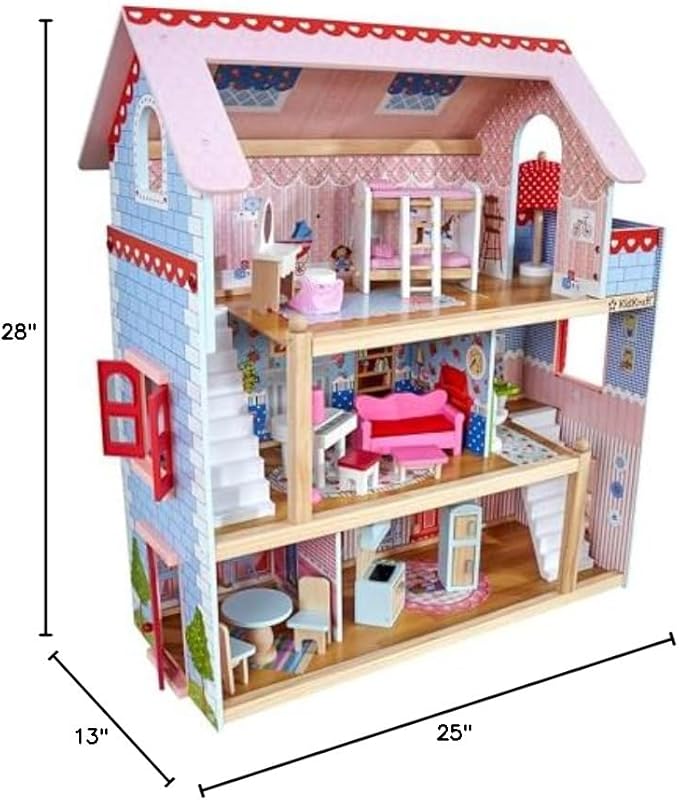 KidKraft Chelsea Doll Cottage Wooden Dollhouse with 16 Accessories, Working Shutters, for 5-Inch Dolls