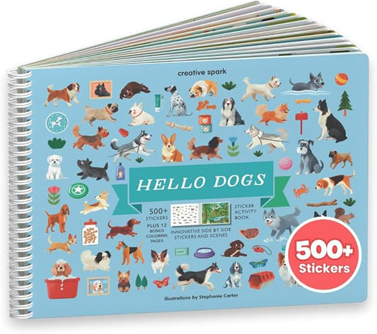 Cupkin Dog Sticker Book Activity for Kids, Toddler Airplane Travel Essentials, 500+ Dog Stickers for Kids + 12 Scenes + 12 Coloring Book Pages, Puppy Lover Children's Gift, Crafts Ages 2-8