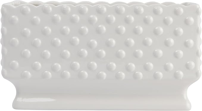 Creative Co-Op White Hobnail Rectangle Ceramic Planter