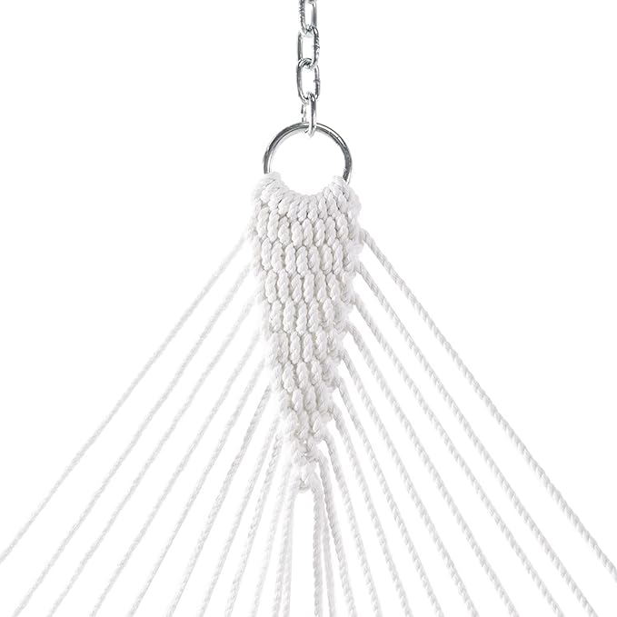 Original Pawleys Island Large White DURACORD® Rope Hammock with Extension Chains & Tree Hooks, Handcrafted in The USA, 450 LB Weight Capacity, 13 ft. x 55 in.