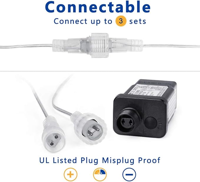 LYHOPE 12ft x 5ft 360 LED Christmas Net Lights, 8 Modes Low Voltage Mesh Christmas Decorative Lights for Xmas Trees, Bushes, Wedding, Garden, Outdoor, Indoor Decor (White)