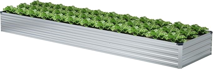 12x4x1FT Galvanized Raised Garden Beds Kit Large Outdoor Metal Gardening Planter Box for Vegetable Elevated Flower Herbs, Silver
