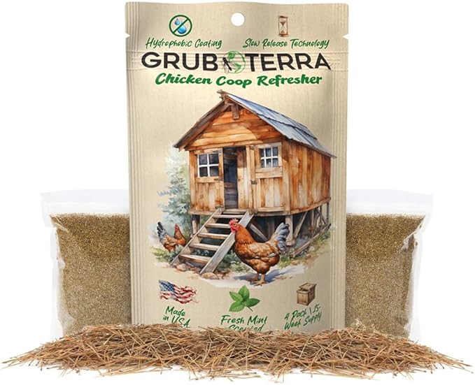 GrubTerra Coop Refresher Odor Freshener for Chicken Pen, Suitable for Chicken Waterer and Chicken Feeder, Smell Control Solution for Clean and Fresh Chicken Living Environment