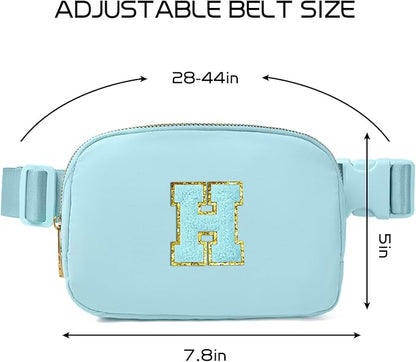 Gitus Gifts for 8 9 10 11 12 Year Old Girls Belt Bag Fanny Pack Crossbody Bags with Initial Letter Patch Cute Stuff Birthday Gifts for Teen Girls Women Personalized Trend Stuff (Icing Blue-H)