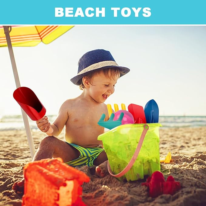 Beach Toys, 6 Pcs Children Beach Sand Toys, 8'' Kids Gardening Set Metal Garden Tools with Sturdy Wooden Handle,Safe Kids Shovel with Cylinder, Spoon, Fork, Rake, Flat Shovel & Pointed Shovel