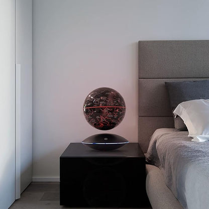 6" Magnetic Levitating Globe, 360°Rotating Geographic Globes Levitating Globes with LED Light Floating Magnetic Levitation Floating Globe for Desk Home Office Classroom Decor(Black/Single Color Light)