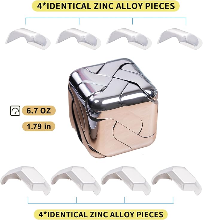 Metal-Puzzles 3D-Brain-Teaser Toys: Cool-Gadgets-Stuff Box Puzzles-Toy for Kid Children Teen Adult, ADHD Tools Stress Relief Gift for Office Home School Christmas Women Men Square-Cube