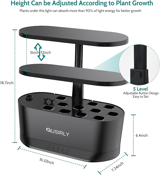 Misting 11 Pods Hydroponic Growing System Herb Garden Kit Indoor, 4L + 1.5L Large Tank Plant Germination Kit with Adjustable Height Grow Light to 18", Quiet Pump, Auto Timer, Gardening Christmas Gifts