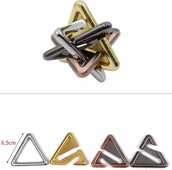 6 Pcs Brain Teaser Metal Wire Puzzles, Mind IQ Test Unlock Toy, Interlock Challenge Puzzle Game Educational Toy Gift for Boys Girls Teens Adults, #C