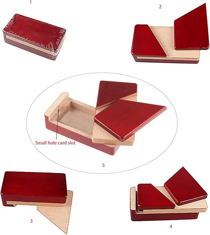 Gift Card Money Holder Puzzle Gift Case Box Big Secret Opening Impossible Box Puzzle Handmade 3D Brain Teaser Puzzle Magic Wooden Mysterious Box Gift Box Cube Game Box IQ Toys by AHYUAN (Natural)