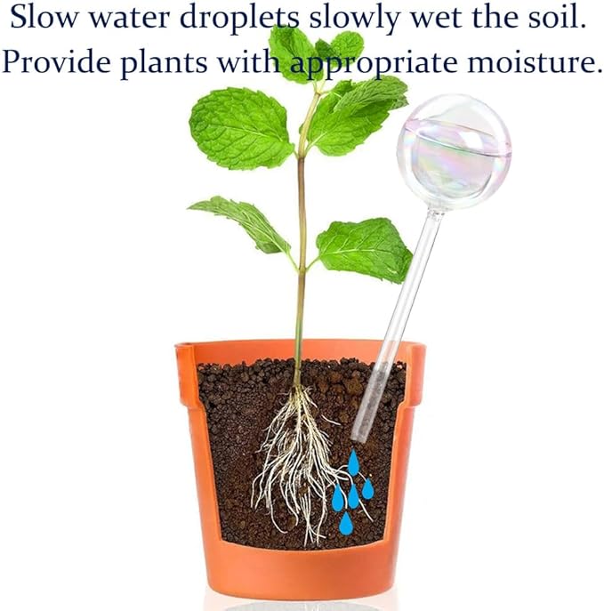 MOONSOUND 6pcs Glass Plant Watering Devices, Planter Self Watering Globes for Home Potting, Garden Flower Plant Watering Spikes Automatic Plant Water Bulbs Set for Indoor Outdoor Plant Daily Watering