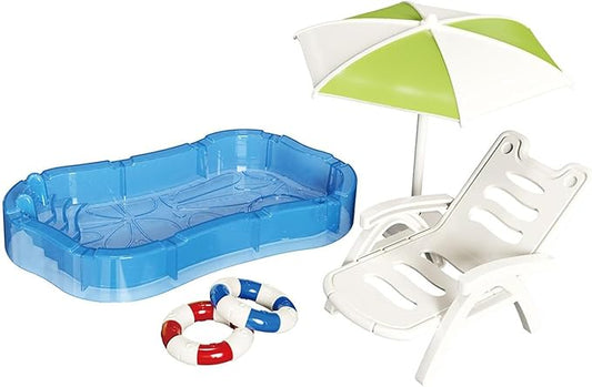 Dollhouse Furniture Accessories Set, Swimming Pool Mini House Furniture, Plastic Small Play House Accessories Toys Gift for Kids.