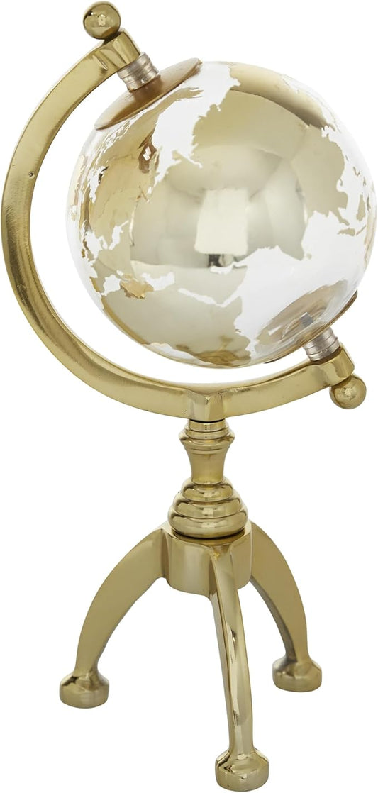 Deco 79 Aluminum Globe with Tripod Base, 5" x 5" x 13", Gold