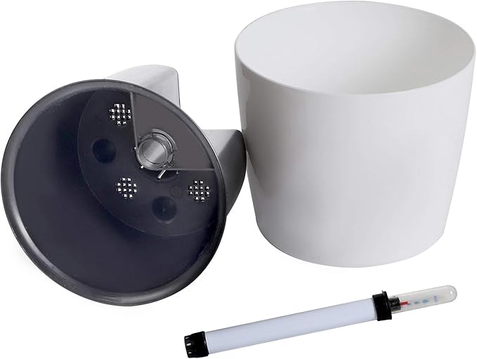 KINJOEK 4 Packs 7 Inch Self Watering Planter with Water Level Indicator, Modern Garden Decorative White Flower Pot for House Plants, Flowers, African Violets, Succulents, White