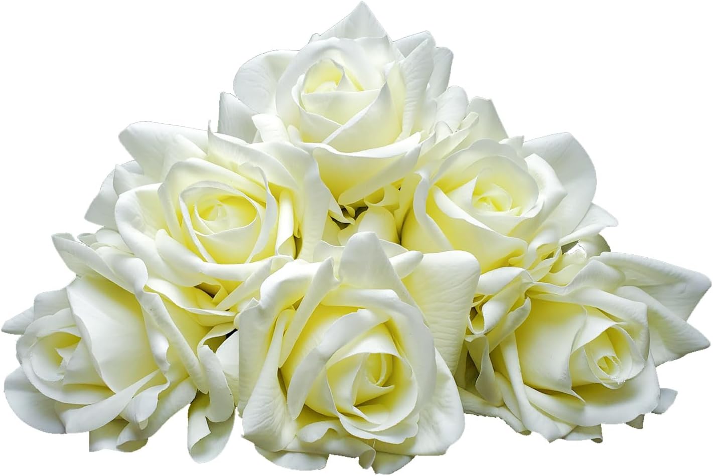 Artificial flower real touch roses feel and look realistic fake roses with short stems, suitable for gift, for wife girlfriend mom friends, Indoor home table，cake, hotel, car decoration (white)