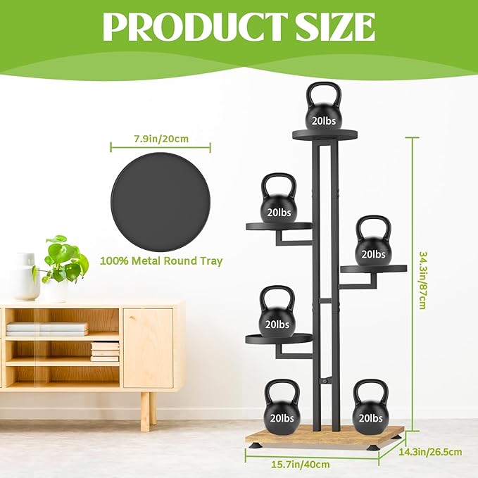 iDavosic.ly 5 Tier Plant Stand Indoor Outdoor, Tiered Corner Multiple Flower Pot Holder Shelf, Metal 34 Inch Tall Display Rack for Patio Porch Living Room Garden Balcony Bedroom, Black