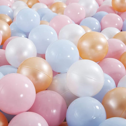 Ball Pit Balls Pack of 100 200 500 - Star and Round Set BPA Free Phthalate Free Non-Toxic Crush Proof Play Balls Soft Plastic Balls for Toddlers Baby Kids Birthday Pool Tent Party