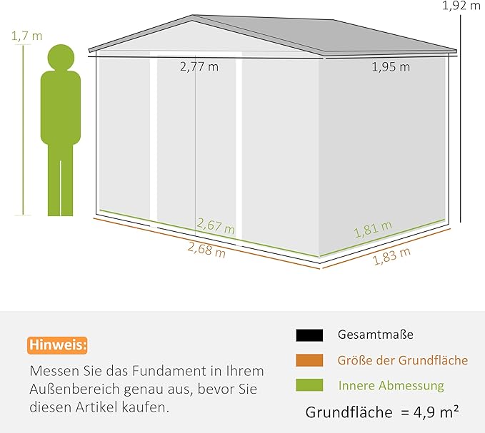 Outsunny 9' x 6' Outdoor Storage Shed, Garden Tool Metal Shed with Foundation Kit, Double Lockable Door, Air Vents and Sloping Roof, for Backyard, Patio, Lawn, Dark Gray