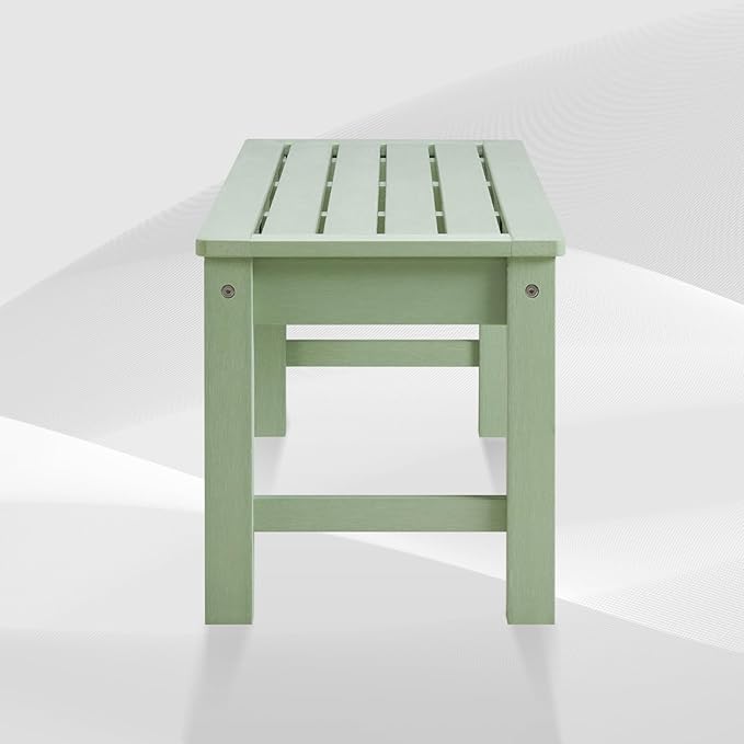 Psilvam Outdoor Bench, Two Person Poly Lumber Porch Bench, Weatherproof Garden Bench That Never Rot and Fade, All-Weather Patio Bench Suit for Garden, Porch, and Park (Green)