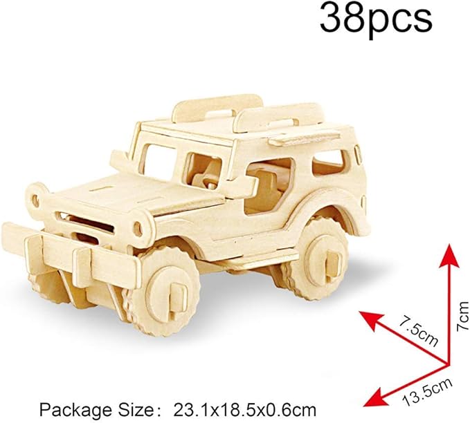 Georgie Porgy 2 Packs 3D Wooden Jigsaw Puzzle Set for Kids, Wooden Car Brain Teaser Puzzles Woodcraft Construction DIY Kits for Birthday STEM Gifts Educational Toys for Boys Girls (Car Pickup)