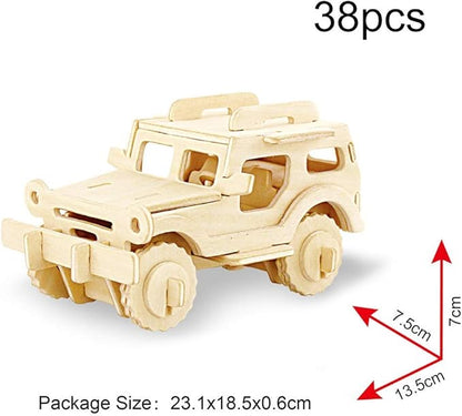 Georgie Porgy 2 Packs 3D Wooden Jigsaw Puzzle Set for Kids, Wooden Car Brain Teaser Puzzles Woodcraft Construction DIY Kits for Birthday STEM Gifts Educational Toys for Boys Girls (Car Pickup)