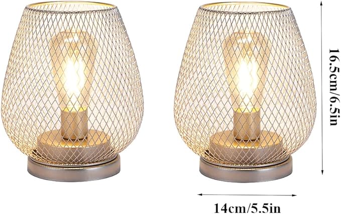 JHY DESIGN Set of 2 Metal Cage LED Lantern Battery Powered Cordless Accent Light with LED Great for Weddings Parties Patio Events for Indoors Outdoors(Silver)