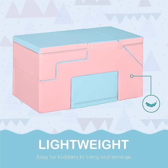 Qaba Toddlers Climbing Toys, Foam Climbing Blocks, 2 Pieces PU Leather Soft Play Set Indoor for Crawling or Sliding Aged 1-3 Years, Multicolor