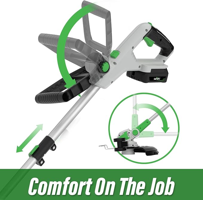 SOYUS Weed Wacker 12 Inch String Trimmer Cordless 20v Electric Weed Wacker, 2 Pcs 2.0Ah Battery Powered Weed Trimmer/Edger, Lightweight Grass Trimmer with 8 Pcs Replacement Spool Trimmer Lines