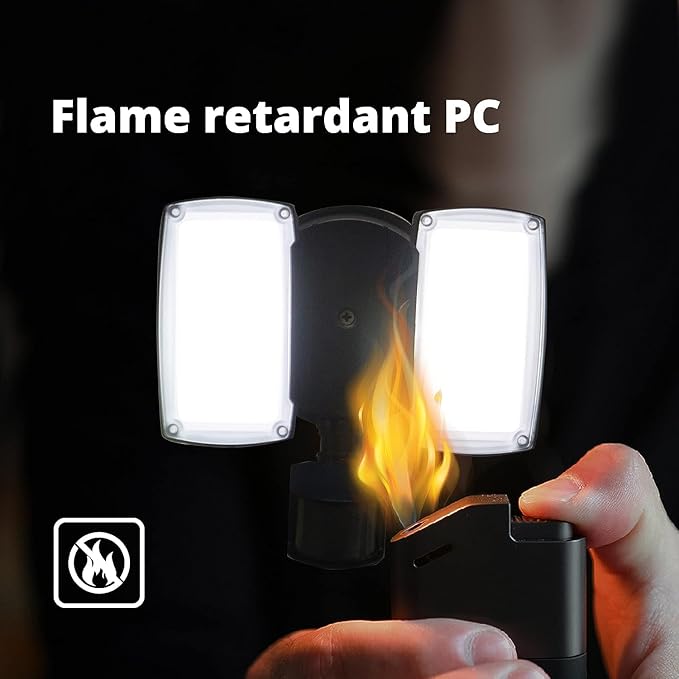 UME 2 Pack 19W LED Flood Light Motion Sensor Outdoor, 2 Adjustable Head, 2000LM, 5000K, IP65 Waterproof, Dusk to Dawn Security Light with Photocell for Exterior,Outside,Garage,House(Black)