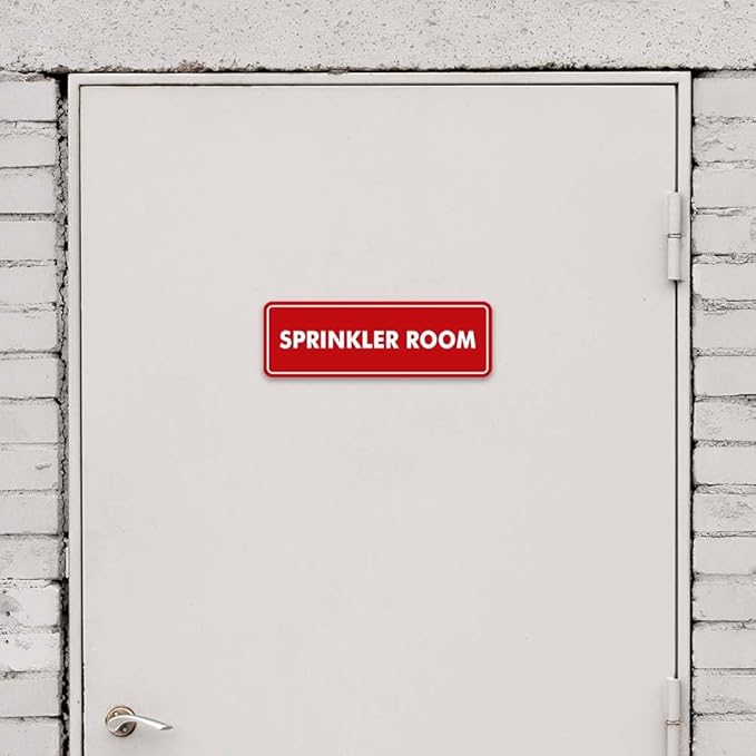 Signs ByLITA Standard Sprinkler Room Sign (Navy Blue/Gold) - Large 2 Pack