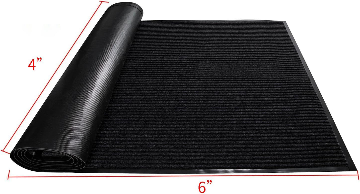 TANYOYO 4' X 6' Commercial Grade Door Floor Mat Brush Step Entrance Mat Vinyl Backed Utility Doormat Heavy Duty Floor Rugs Commercial Outdoor Carpet Indoor Entrance Mat,Black