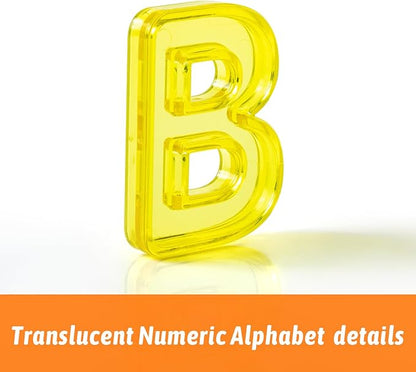 66 Pcs Plastic Letters and Numbers – Light Table Manipulatives Set for Alphabet Learning, Math Basics, and Color Recognition