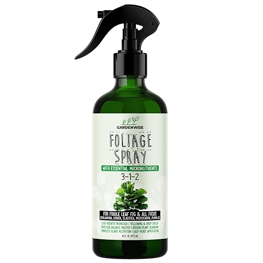 3-1-2 Fiddle Leaf Fig Foliar Spray - Plant Shine & Fertilizer - Premium Spray for Indoor Plants with Essential Nutrients - Fiddle Leaf Fig Plant Food & Fertilizer - Ready-to-Use (8 OZ)