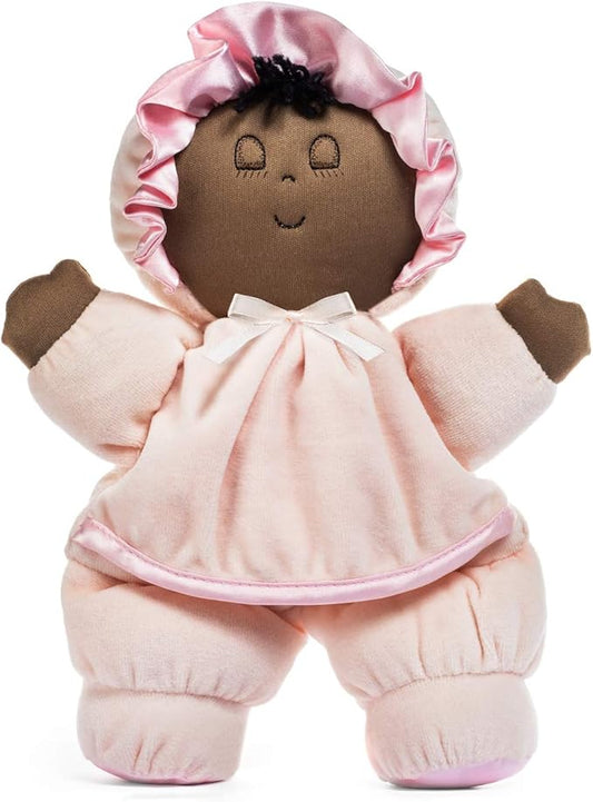 Soft Baby Doll, Black Hair, Brown Skin, Multiracial Soft Dolly, No Hard Parts, 11' Tall